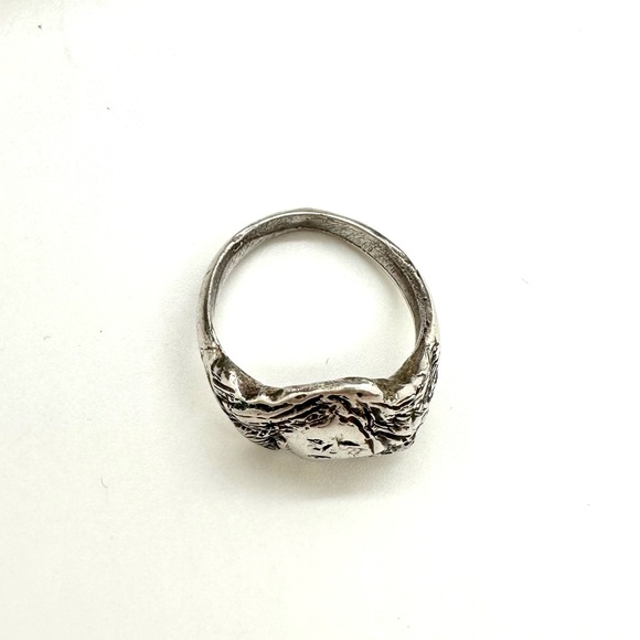 Vintage Art Nouveau Face Sterling Silver Ring - Picture 12 of 14